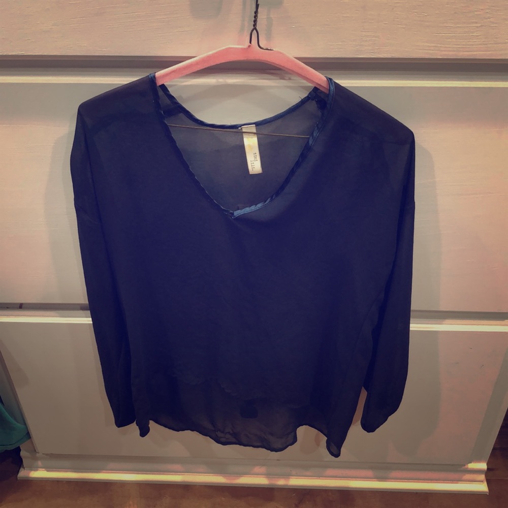 Sheer navy blouse